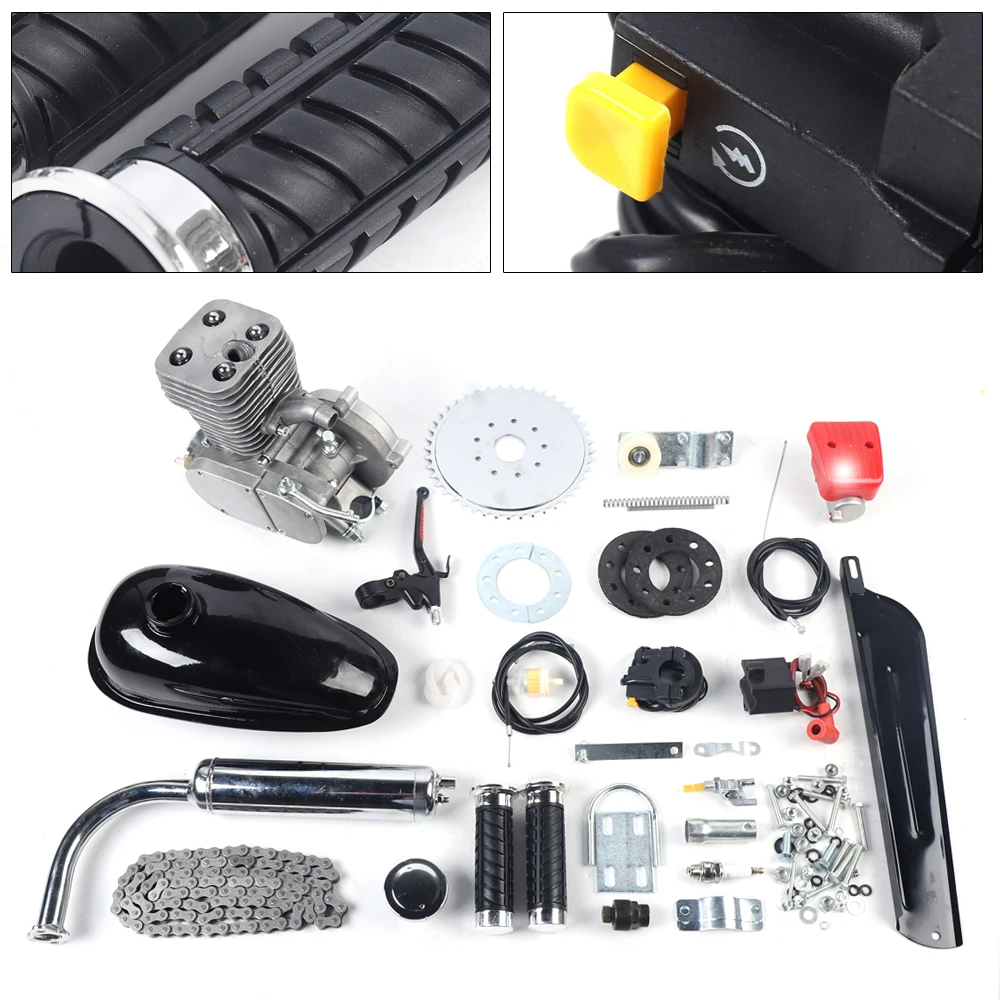 full set 2 stroke 100cc motor gas engine kit for motorized bicycle cycle bike jackshaft kit bicycle shifter 415 chain Upgraded 2 Stroke 100cc Bike Bicycle 36 Tooth Sprocket Motorized Gasoline Motor Engine Kits with CDI Ignition Air-cooling System