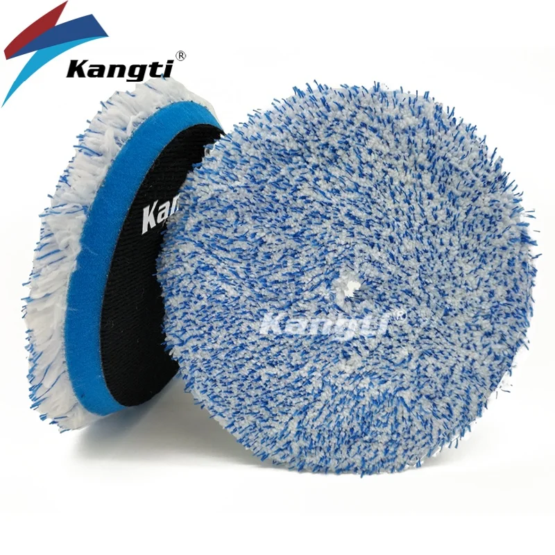 Kangti 3"/5"/6" Fast Finishing Microfiber Polishing ing Pad Disc Kits For DA/RO Car Polisher