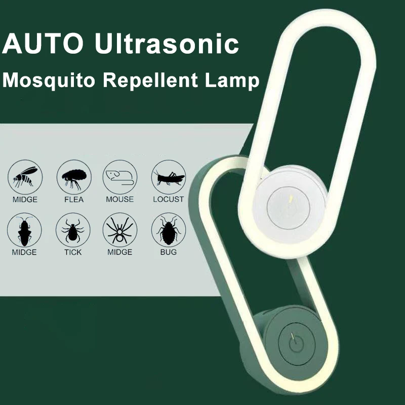 Strumento Di Rifiuto Dell'Insetto Della Luce Notturna Repellente Per Zanzare Elettronico Ad Ultrasuoni Automatico Lampada Antizanzare Muto Per Il Dorm