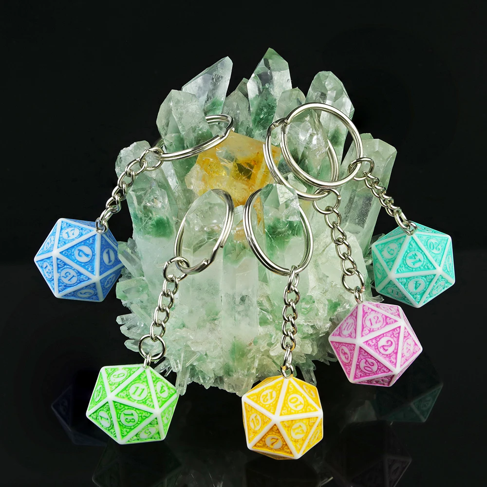 Polyhedral Keychain Funny Acrylic D20 Dice Key Ring For Women Men Handbag Pendants DIY Accessories Gift acrylic dice