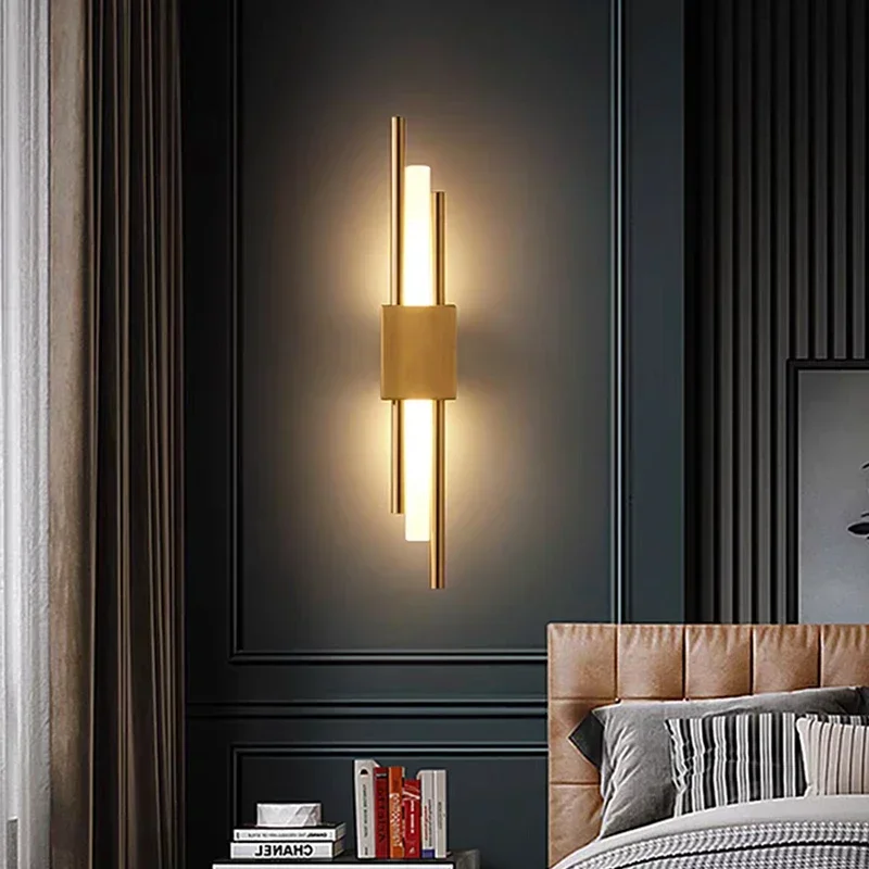 

LED Wall staircase lamp for Living Room Corridor Bedroom Bathroom Light Fixture Bedside Hotel golden sconce Home decor luminaire