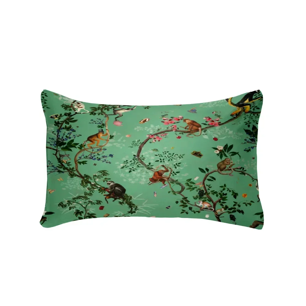 Green Safari Monkeys Duvet Cover Set King Queen Double Full Twin Single Size Bed Linen Set