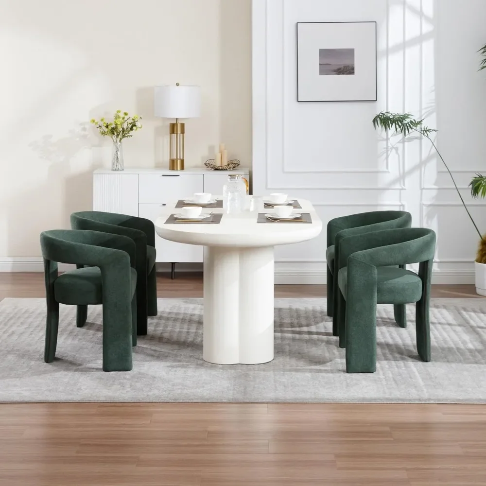 Modern Barrel Dining Chairs Set of 2, Upholstered Living Room Accent Chairs, Comfy Side Chair Lounge Armchair for Kitchen 6
