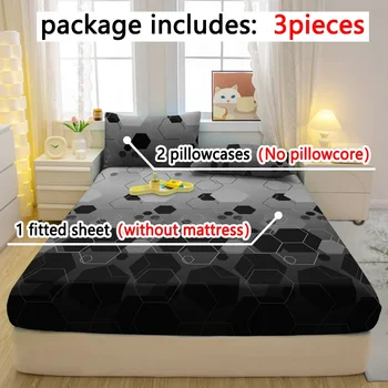 Parure de lit 3 pièces à motif géométrique moderne simple, ensemble de draps mats en trois pièces, ensemble de housse de lit imprimée pour chambre à coucher, literie 1