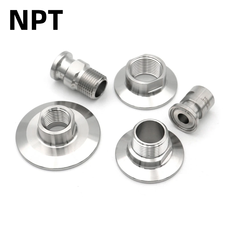 NPT Thread Adaptor Joint 1/4 1/2 3/4 1"SS304 Stainless Steel Sanitary Tri Clamp 25.4 50.5 64mm Male Female Pipe Fitting Homebrew