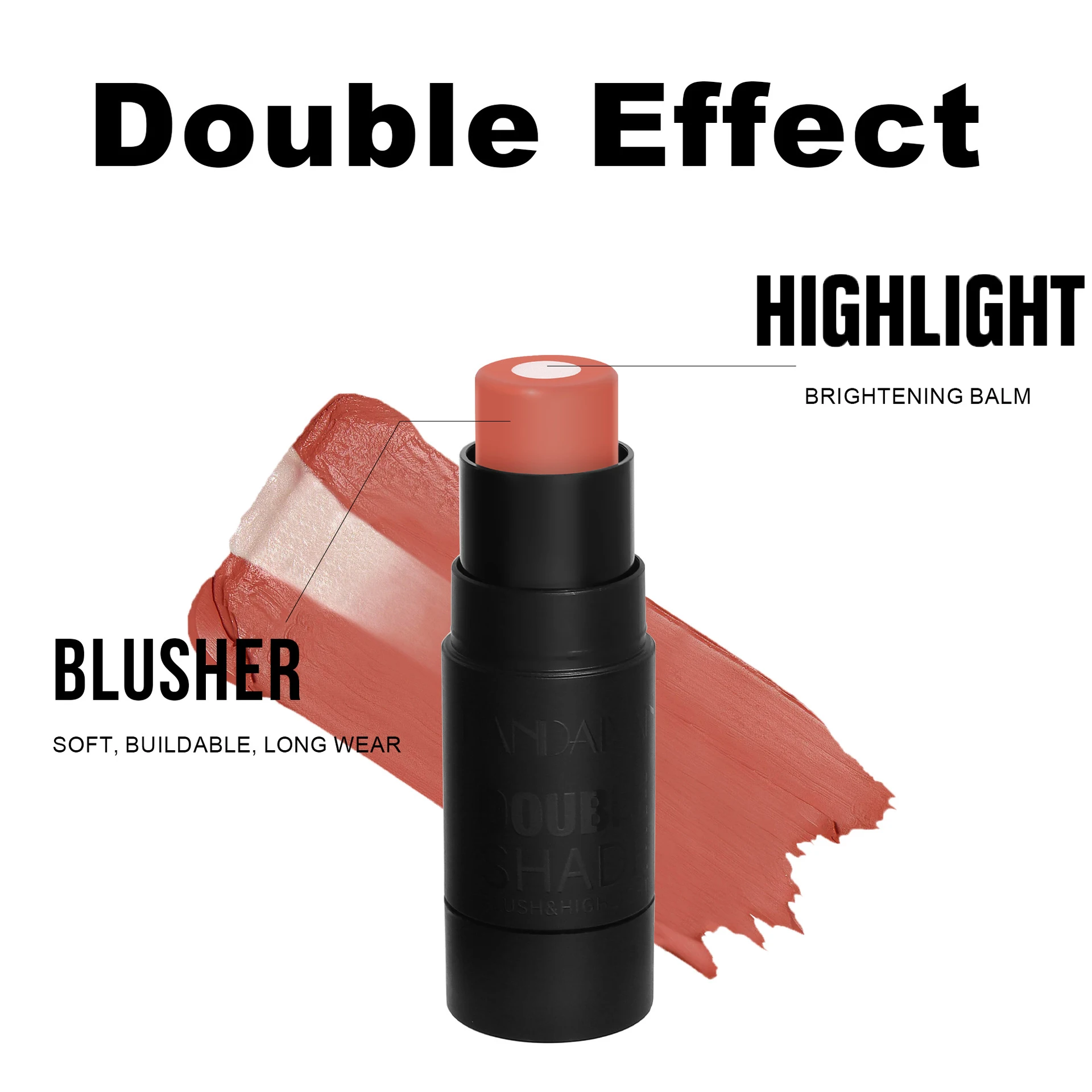 Blush Stick Blush Cream Cream Blusher Facial Blusher Blush&Highlighting Stick 2 in 1 Face Brightening Blusher Stick Rouge Face Blush Cream Moisturize Illuminator Makeup