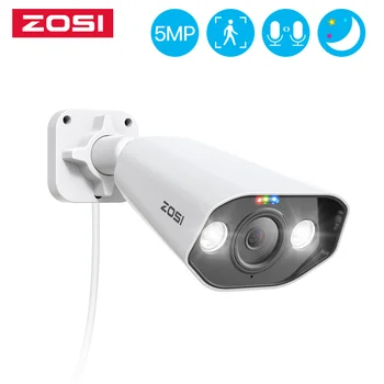 ZOSI 5MP IP Camera Outdoor PoE Security Camera Two Way Audio HDR Color Night Vision Home CCTV  Video Surveillance Camera 1