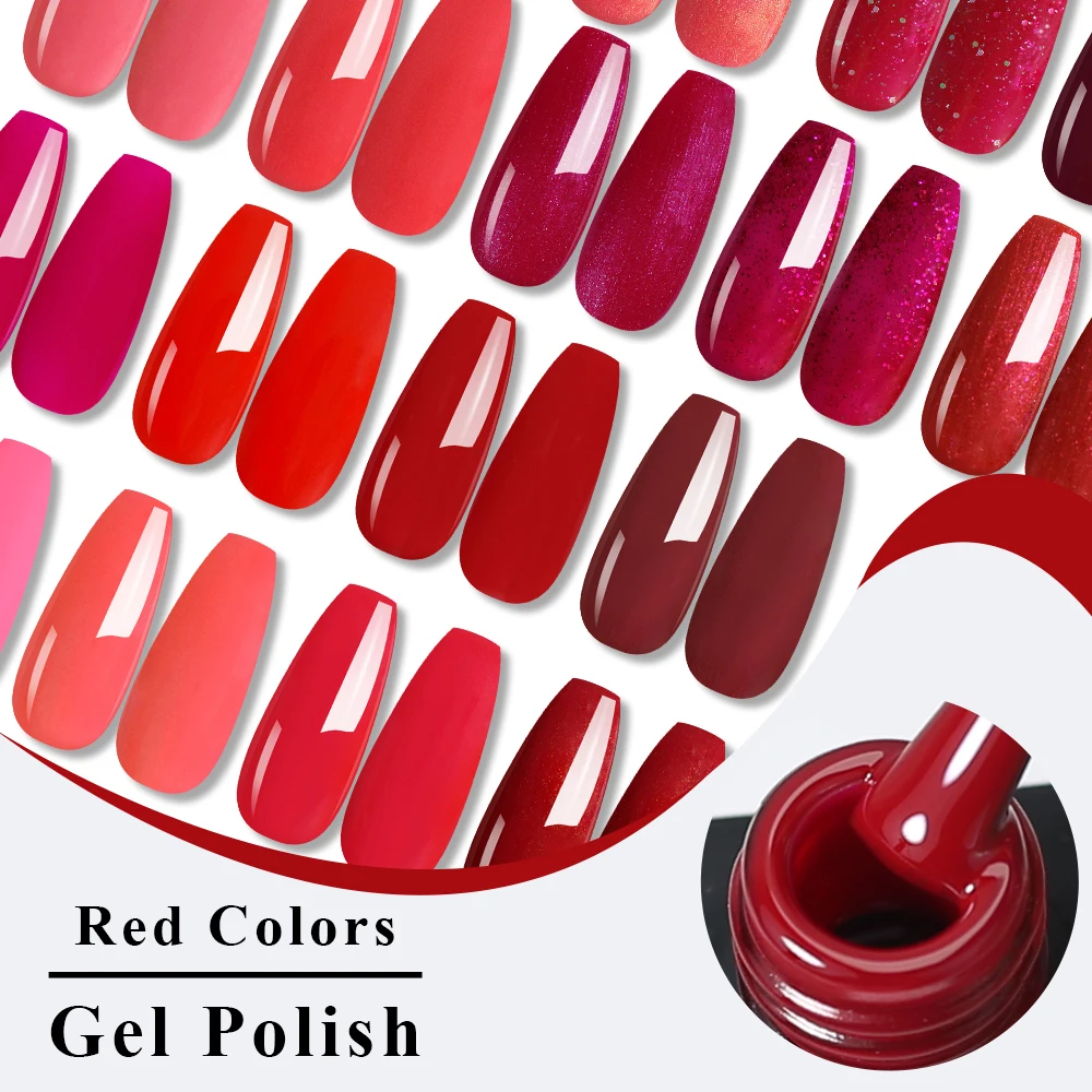 NAILCO Red Colors Series 15ML Nail Gel Polish Nail Supplies Semi Permanent For Nail  Art Manicure Soak Off LED UV Hybrid Varnish 5