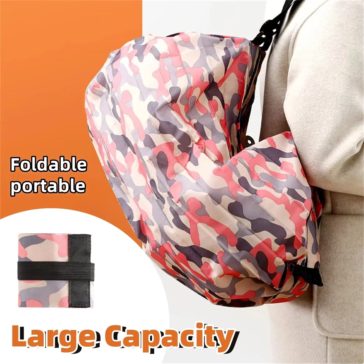 Reusable Foldable Shopping Bag Pink Waterproof Oxford Cloth Travel Beach Bag Supermarket Grocery Portable Storage Bags organizer - Image 6