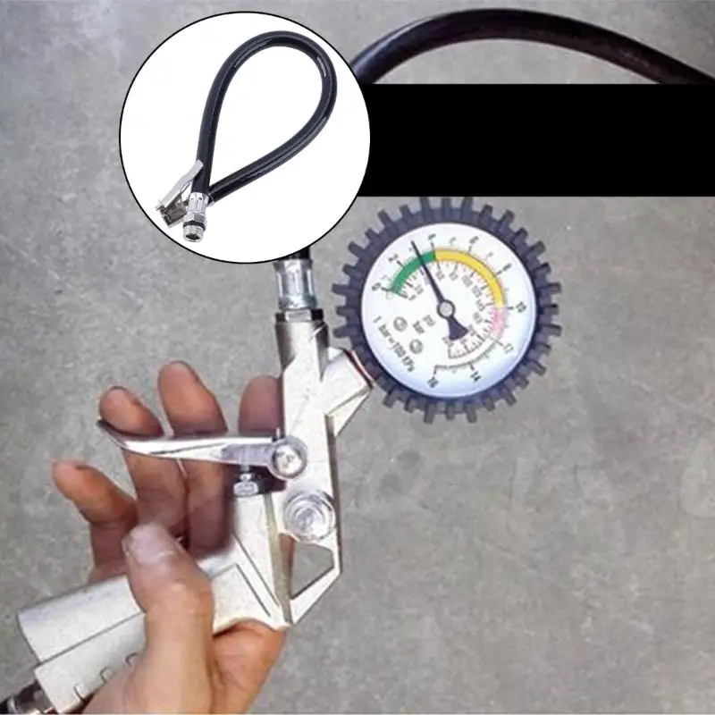 A70F 1Pc Motorcycle Bike Car Flexible Clip On Air Tyre Tire Chuck Inflator Hose