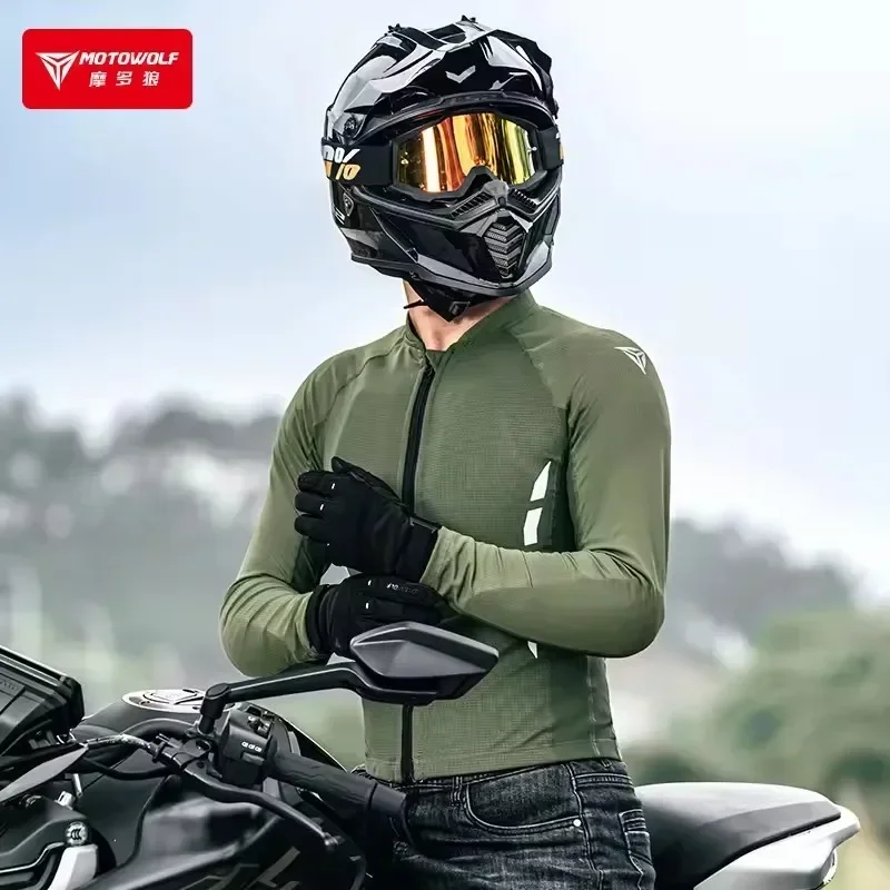 MOTOWOLF 남자 오토바이 자켓 여름 통기성 모토 크로스 바디 아머 탄성 라이더 레이싱 자켓 의류 CE 인증