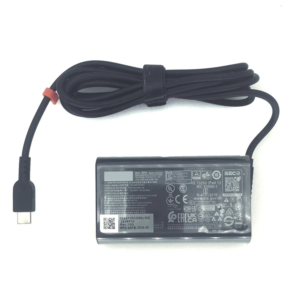 2025 신형 슬림  파워 어댑터 65W 노트북 충전기 USB C 레노버 씽크패드/요가/크롬북 컴퓨터 타입 C 고속 충전