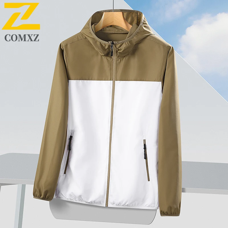 Men's Multi-Functional UV Protection Hoodie Jacket UPF50+ Lightweight Quick-Dry Fishing  with Color-Blocking Design for  Sports