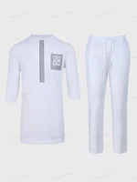 Nigeria South African Traditional Men'S Clothing 2024 New In  Oversized Shirts And Pants 2 Piece Suit Men'S Clothes Vacation Set 2