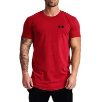 T-shirts de course d'été en coton respirant, vêtements de sport à manches courtes pour hommes, T-shirts musculaires d'entraînement, chemises de musculation, de Fitness 4