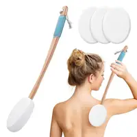 Back Lotion Applicator with Replaceable Cotton Pads Even Coverage Applicator with Curved Handle Back Feet Cleaning Bath Scrubber 1