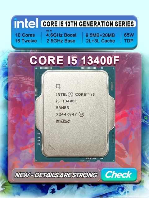 Intel Core i5 13400F CPU Processor New i5-13400F 2.5 GHz 10-Core 16-Thread 65W LGA 1700 3