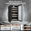 Mini Fridge 15 Inch Wine Cooler Under Counter, 30 Bottle Dual Zone Wine Fridge with Stainless Steel, Wine Refrigerator Fre 4