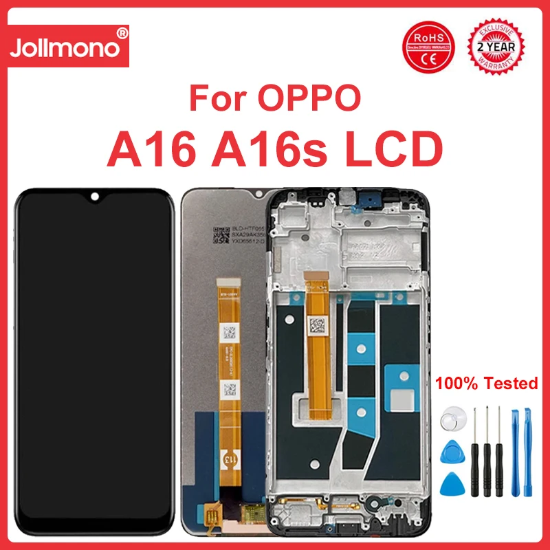 Lcd Da 6.52 "Per Oppo A16 A16S Display Cph2269 Cph2271 Con Cornice Touch Screen Digitizer Assembly Sostituzione