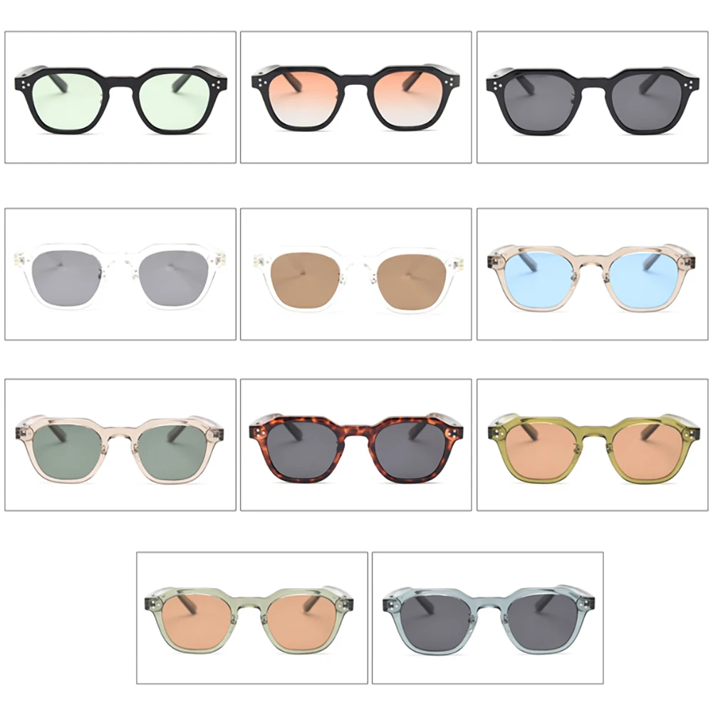 Peekaboo korean style retro sun glasses for women TR90 frame polygon polarized sunglasses uv400 male green brown 2023 summer 5