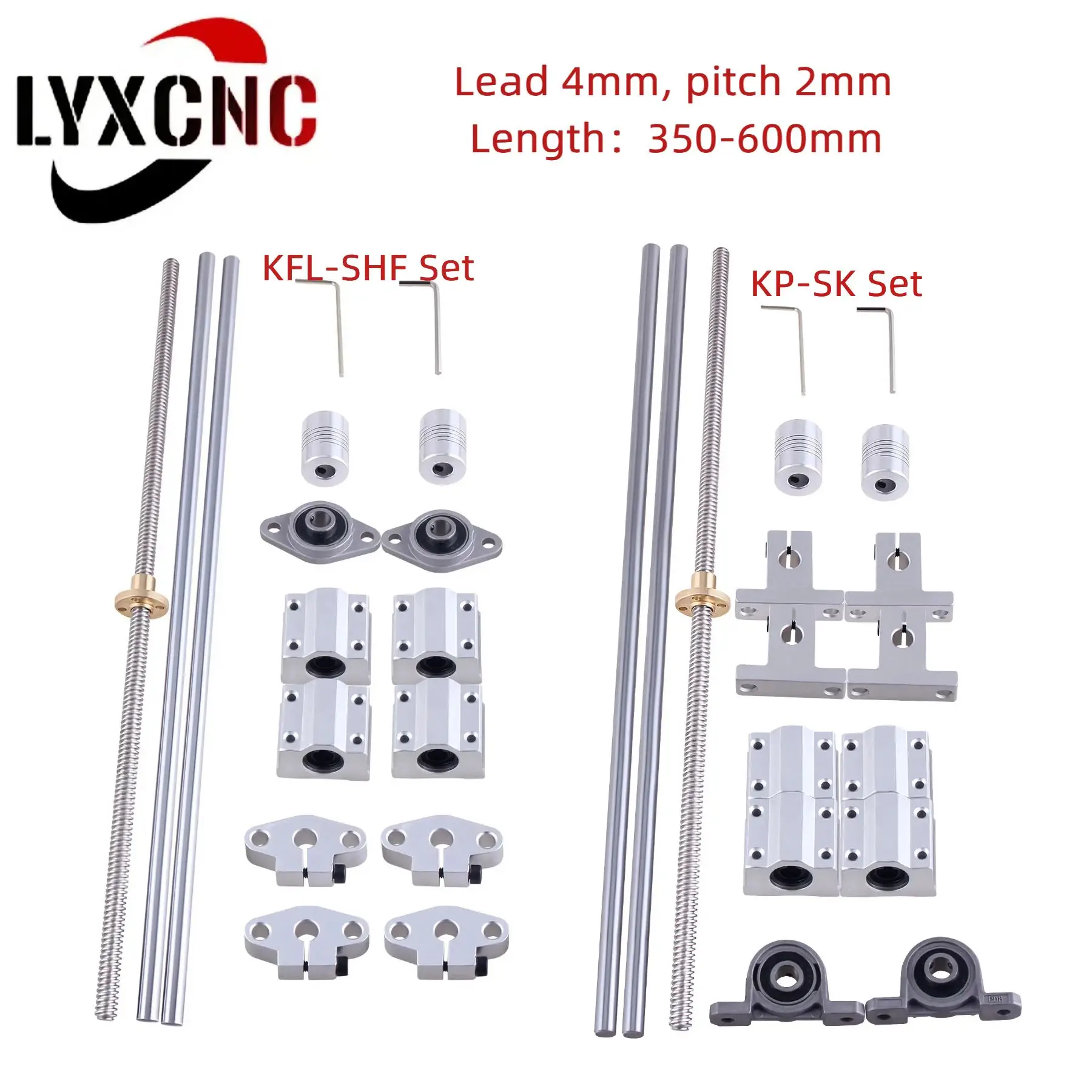 1Set 3D Printer Guide Rail Sets T8 Lead Screw Length 350-600mm+Linear ...