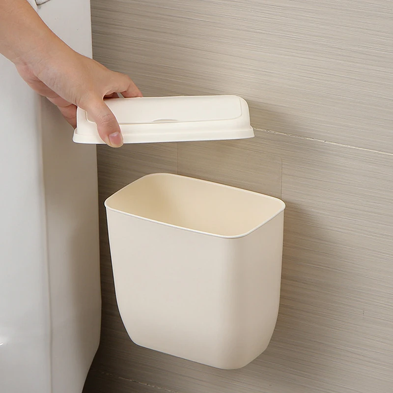 Mini Plastic Wall Mounted Trash Bin for Kitchen Bathroom Home