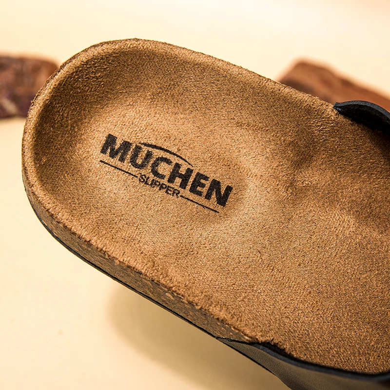 Dames Sandalen Kurk Voetbed Schoenen PU Lederen Slippers Outdoor Schoenen, Strandslippers Lichtgewicht Glijbanen, Boogsteun, Verstelbare Gesp, Casual Slippers (Color : Olivaceous, Size : 40 EU