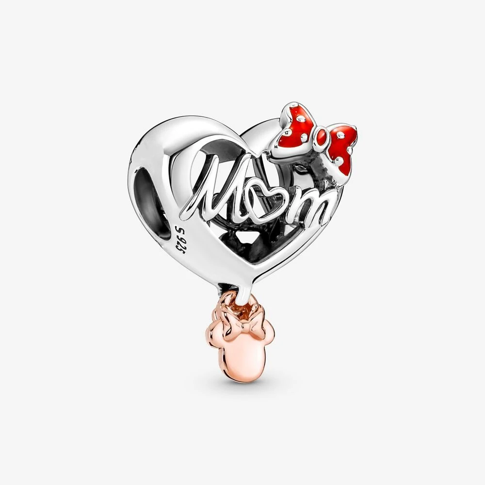 Fit Original Pandora Bracciali E Ciondoli Bangle Disney Minnie Mouse Mom Heart Charm Ciondolo Gioielli Berloque
