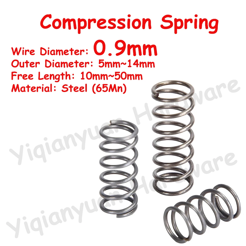 

10Pcs Wire Diameter φ0.9mm Cylidrical Coil Compression Spring Rotor Return Compressed Spring Release Pressure Spring Steel 65Mn