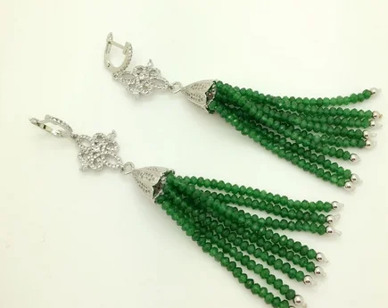 Hot sell European American styles natural green purple faced stone micro inlay zircon accessories earrings fashion jewelry