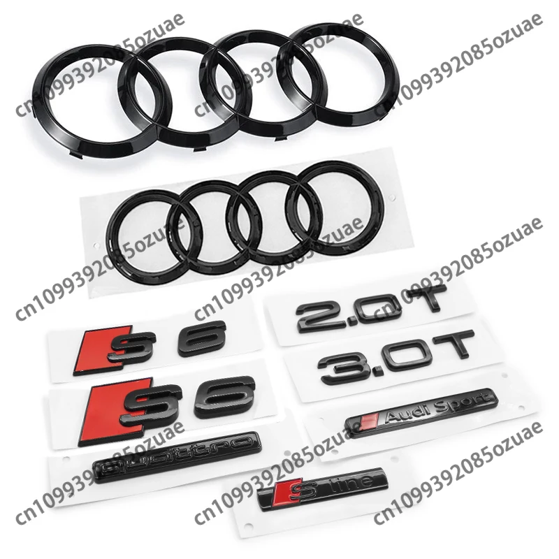 Glossy Black Hood & Trunk Emblem Badge Stickers - Car Styling Accessories