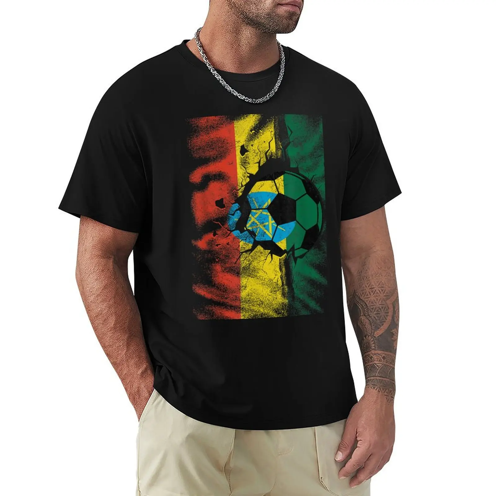 

Ethiopia Football Ethiopian Flag Ethiopian Soccer Supporter T-Shirt anime aesthetic clothes cute clothes men t shirts