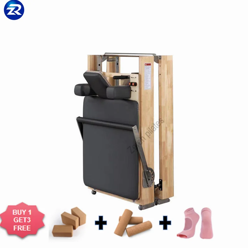 

Factory Direct Sales Use Commercial Equipment Maple Solid Wooden Reformer Wood Multifunctional Foldable Pilates Bed