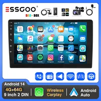 Autoradio ESSGOO 4+64G avec CarPlay sans fil et Android Auto, écran tactile IPS de 9" Double 2 DIN, GPS, navigation SAT, FM, DAB+, Wi-Fi, USB, SWC, lecteur multimédia. 1