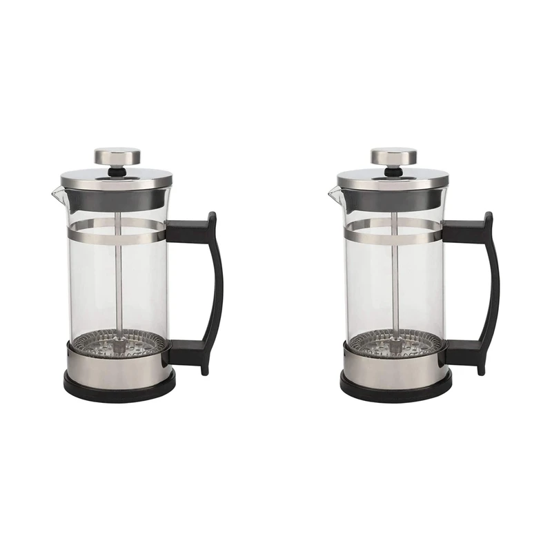 

2X Coffee Maker Pot,Stainless Steel Glass Coffee Pot French Press Filter Pot Household Tea Maker,Suitable For Making Tea