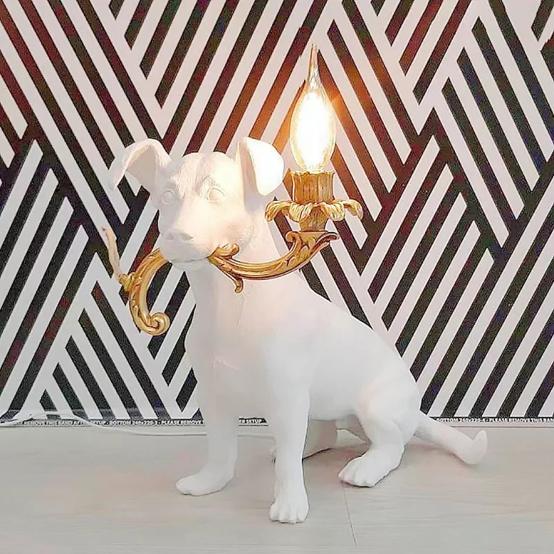 Italian Animal Thread Dog Table Lamp, Nordic Creative Living Room, Bedroom Study, Bedside Decorative Ornaments, Resin Lamps 4