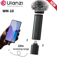 Ulanzi WM-10 Wireles Lavalier Microphone 1 to 1 Mic USB C for Android iPhone with Windproof Sponge For Live Streaming Recording