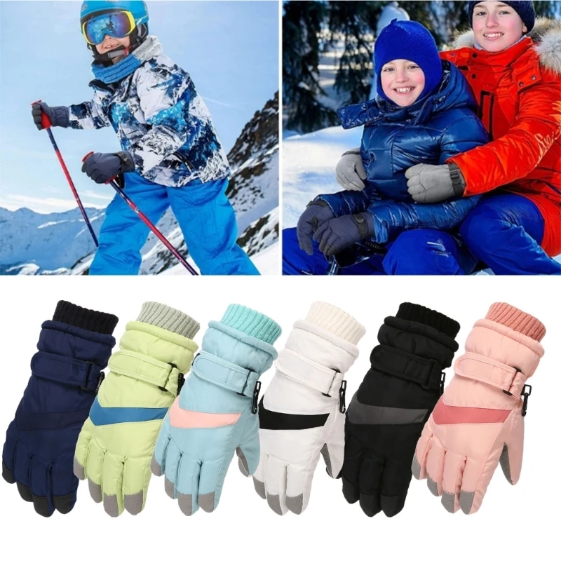 1 Pair Waterproof Winter Mittens for Children Full Finger Gloves Kids Thicked Warm Sports Mittens for Outdoor Activities
