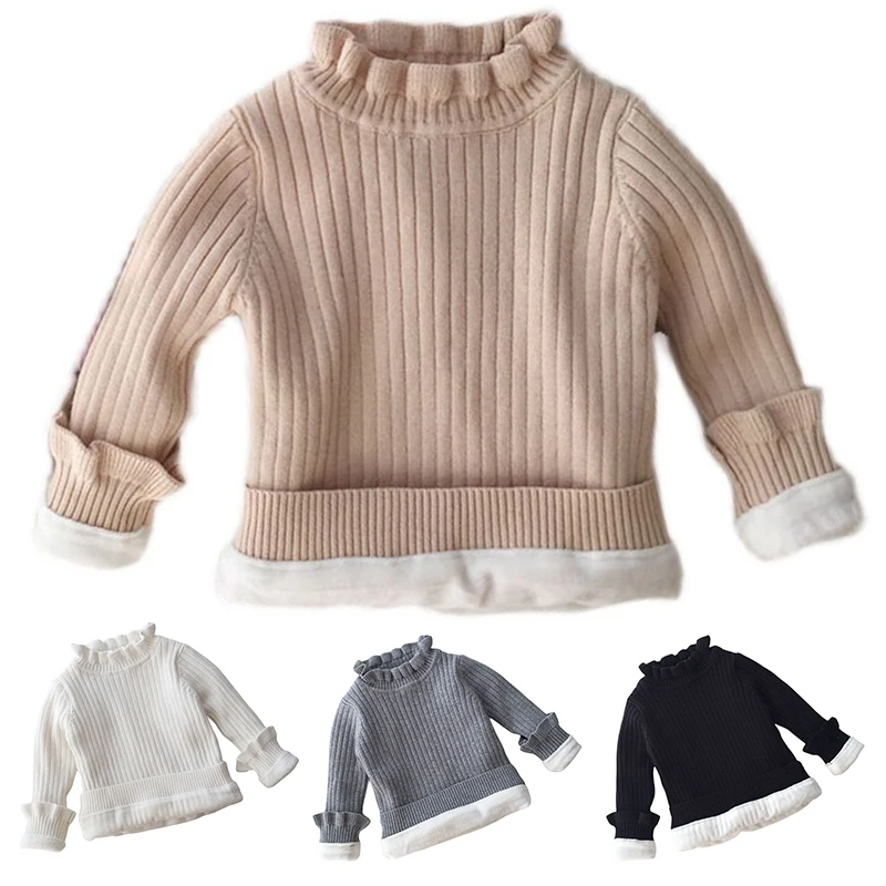

Winter Baby Fluffing Sweater Warm Jacket pullover Girls' Thickened Sweaters Kids Soft Warm Long Sleeve Turtleneck Winter Sweater
