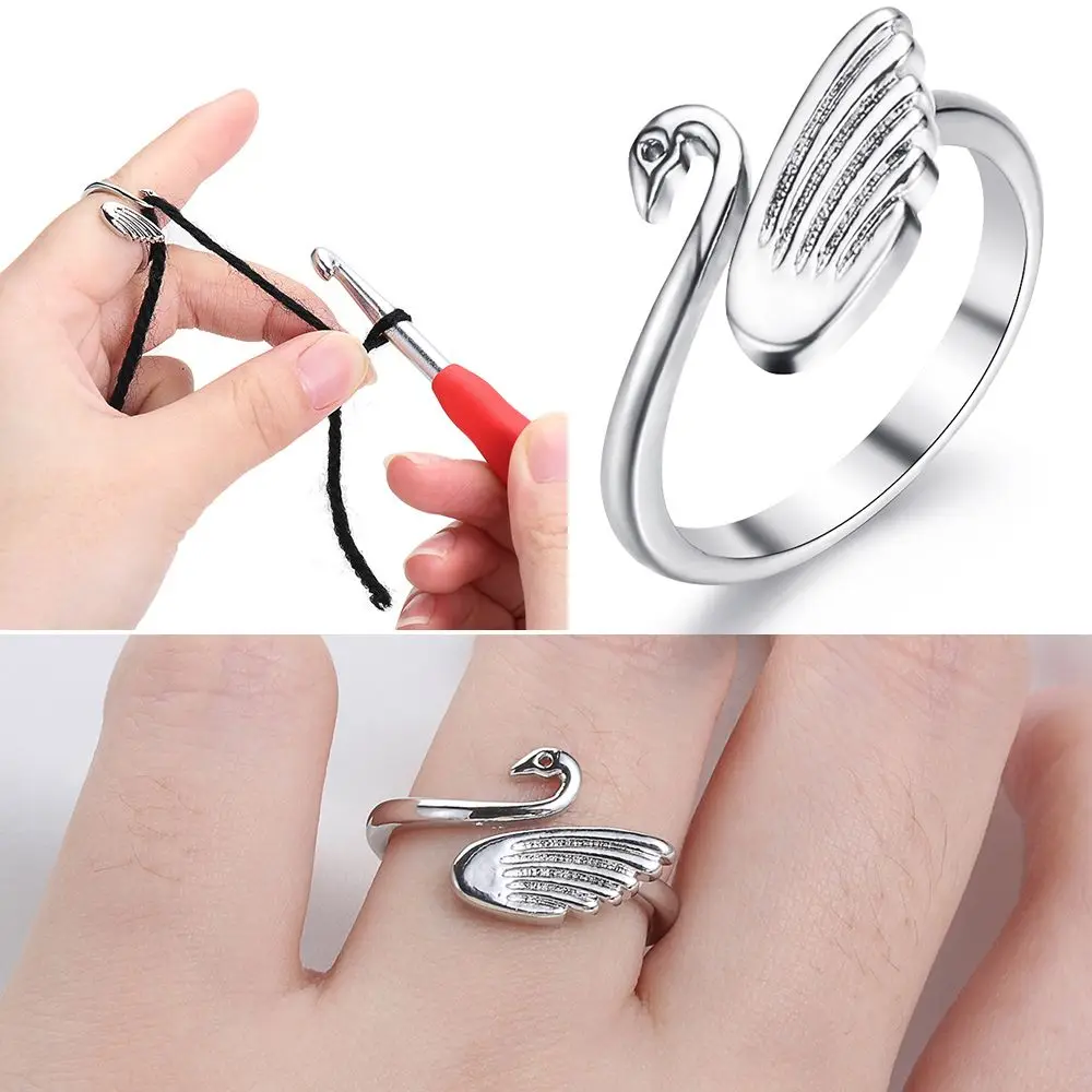 1PC DIY Multi Style Ring Knitting Loop Crochet Tool Sewing Accessories  Finger Wear Thimble Yarn Guides Adjustable Open Fingering - AliExpress