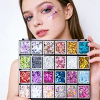 Palette de 24 couleurs de paillettes épaisses à base d'huile pour le visage et le corps, peinture à paillettes pour les lèvres, les ongles, les cheveux, maquillage scintillant, gel de base pour le corps 3