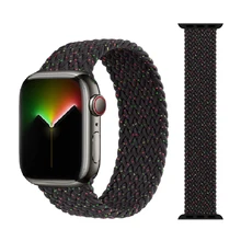 

2022 Black Unity Braided Solo Loop Strap For Apple Watch band 45mm 41mm Nylon Elastic correa iWatch Series 3 4 5 SE 6 7 Bracelet