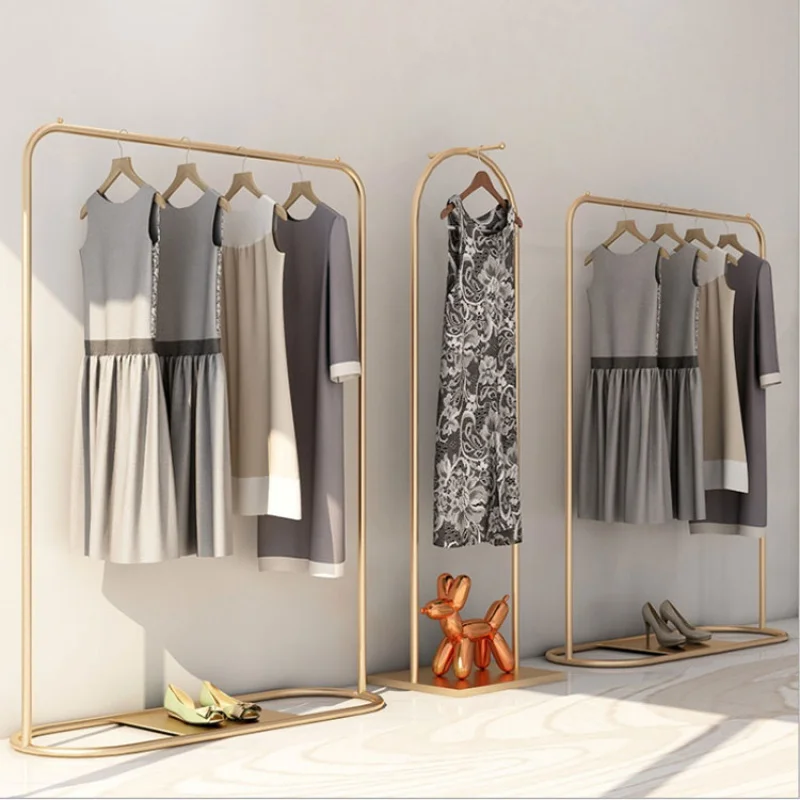 

Custom, Factory Floor Standing Metal Gold Display Hanging Rack Stand