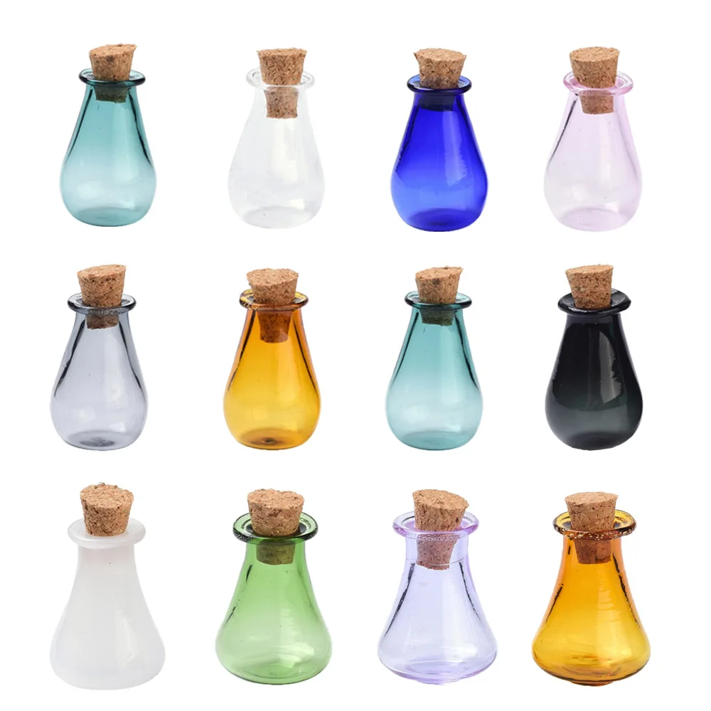 

10pcs Glass Cork Bottles Ornament Glass Empty Wishing Bottles for DIY Vials for Pendant Decorations Home Wedding Decor Gifts