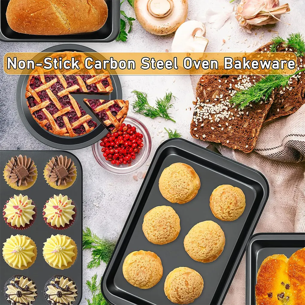 

Metal Affordable Baking Pan Mold For Easy Baking Non-Stick And Durable Large Capacity Baking Supply Black ten piece set