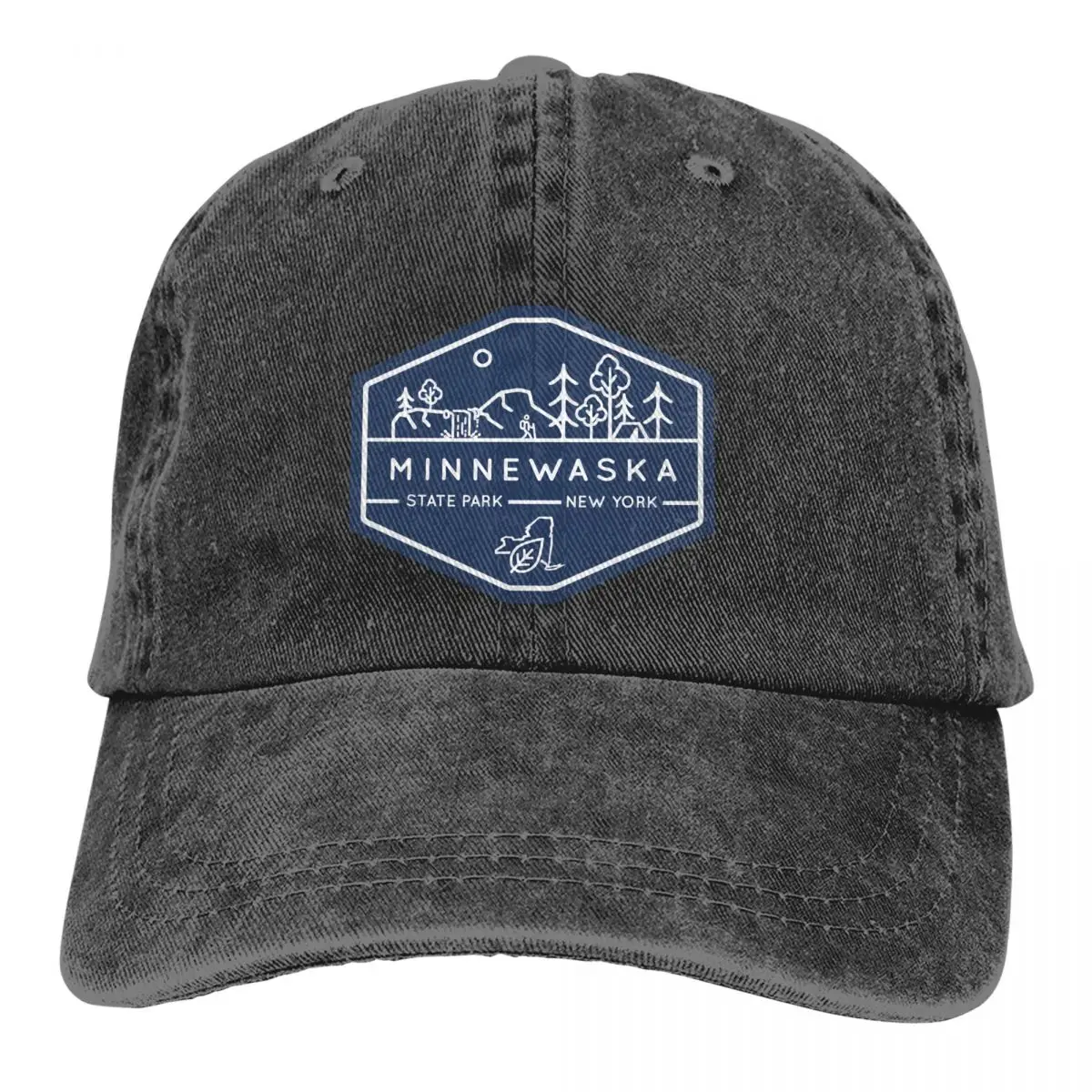 

Washed Men's Baseball Cap Minnewaska State Park Blue Badge Trucker Snapback Caps Dad Hat Camp Camping Golf Hats