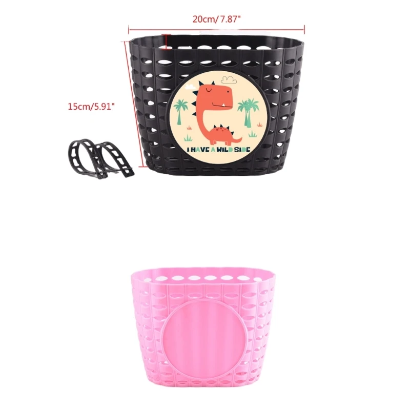 Front Handlebars Waterproof Rear Bike Basket Plastic Bicycles Basket with Fastens Strap for Boy Girl Bike Wicker Basket