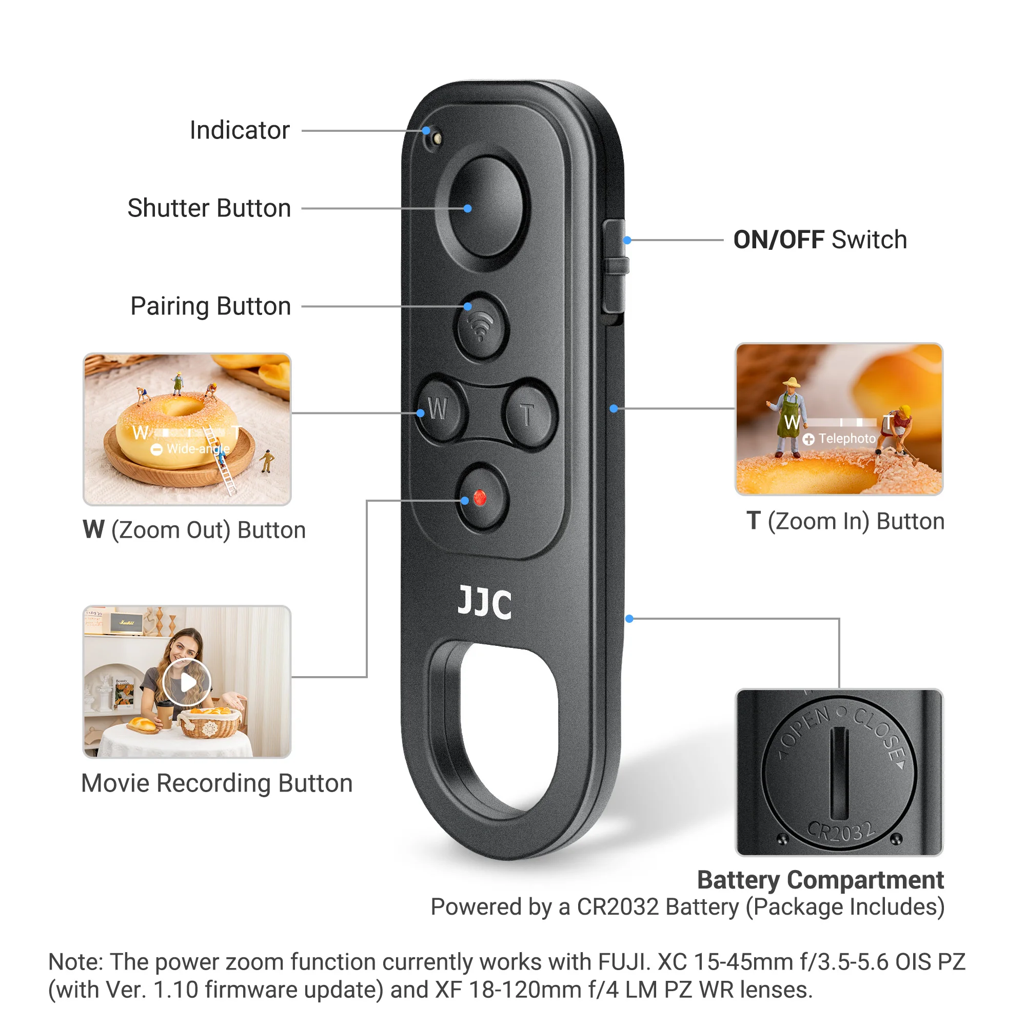 JJC Remote Control Bluetooth nirkabel untuk Fujifilm X100VI ,X-S20