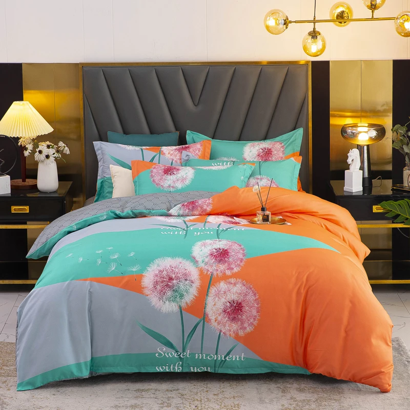 Luxury 3 or 4pcs Bed Linen Set High Quality Soft Bedding Set Flower Duvet Cover Set with Zipper Closure Twin Full Queen King 