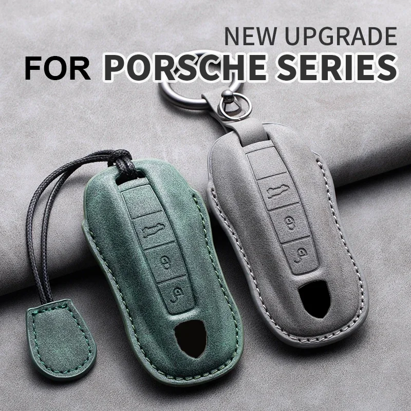 HIBEYO Custodia intelligente per chiave dell'auto, adatta per Porsche Cayenne Panamera Macan 911 Carrera Spyder, telecomando rosso